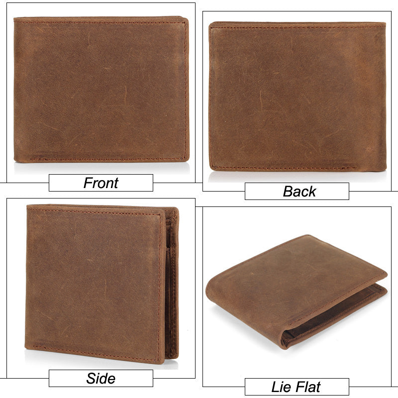 Genuine Leather Mens Wallets Crazy Horse Leather