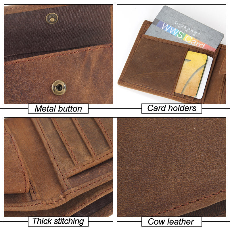 Genuine Leather Mens Wallets Crazy Horse Leather