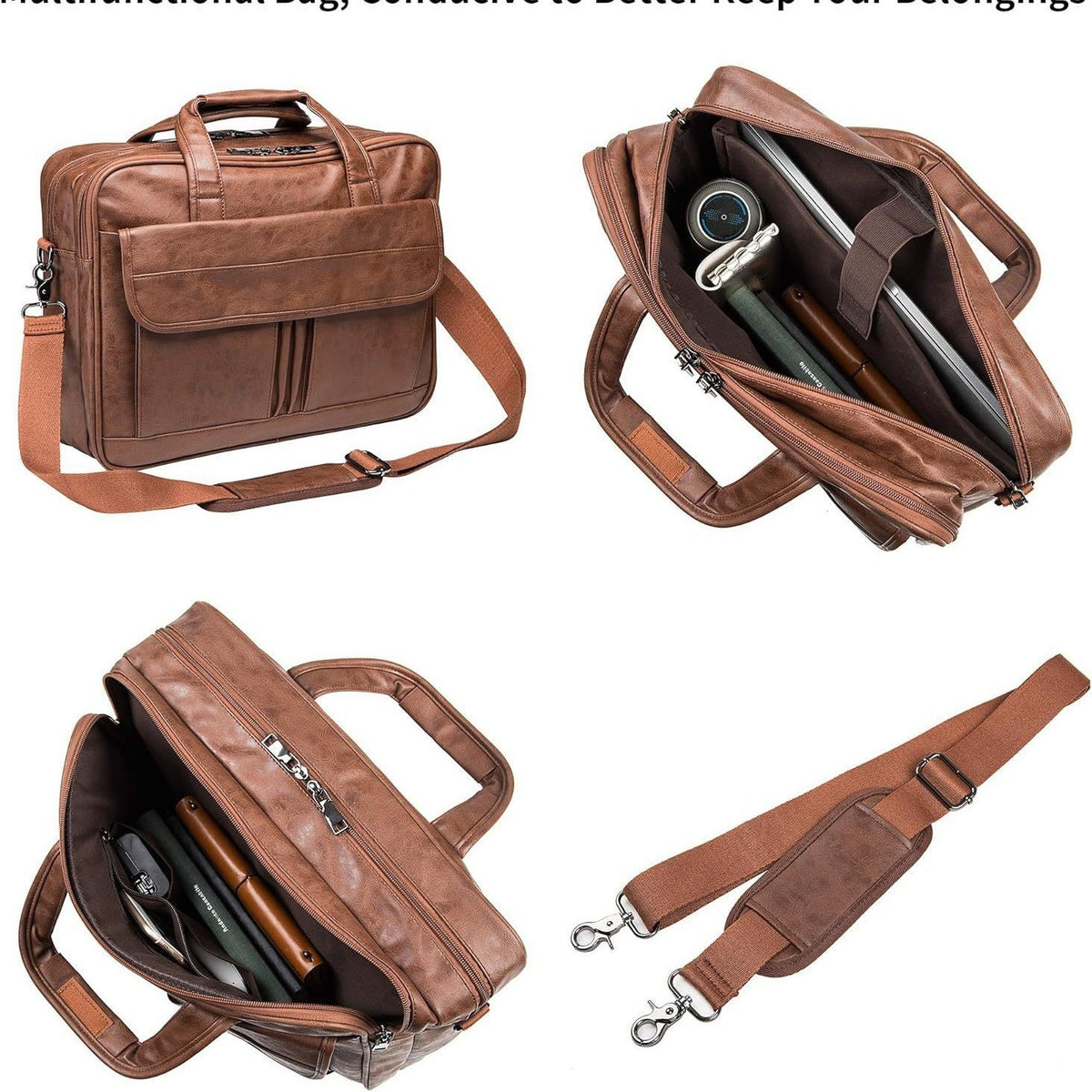 Vintage Full Grain Men's Leather Messenger Bag Notebook Bag