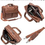 Vintage Full Grain Men's Leather Messenger Bag Notebook Bag