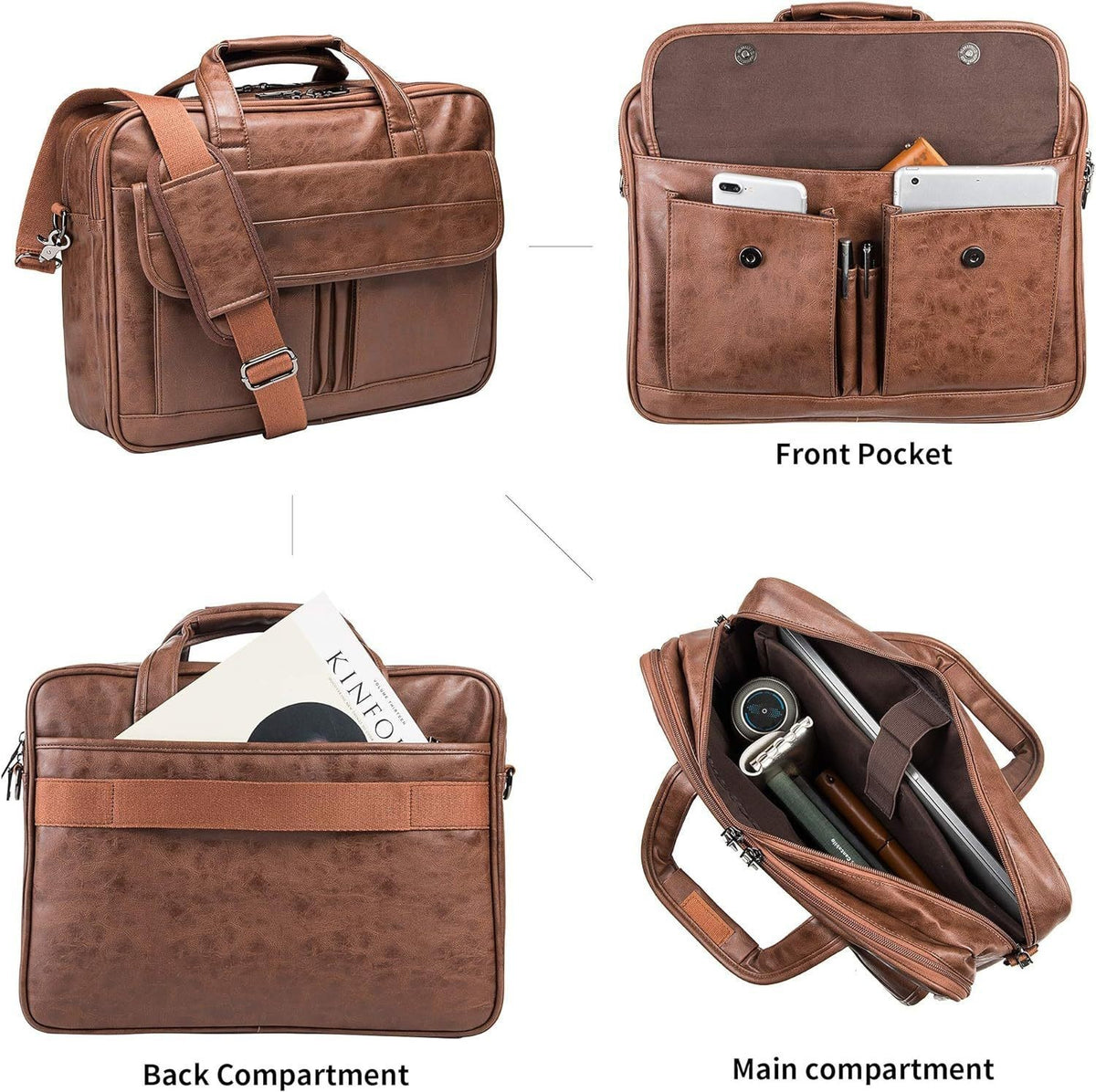 Vintage Full Grain Men's Leather Messenger Bag Notebook Bag